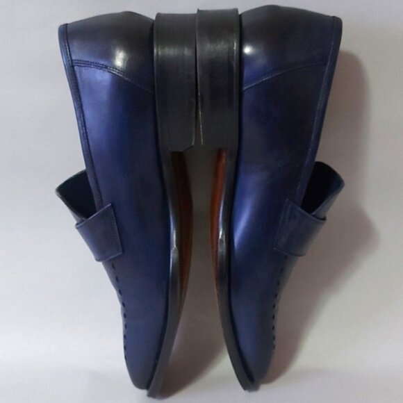Calzoleria Toscana Dress Loafer Size 41 EU Blue Leather Handmade Style 5712 - Picture 6 of 15